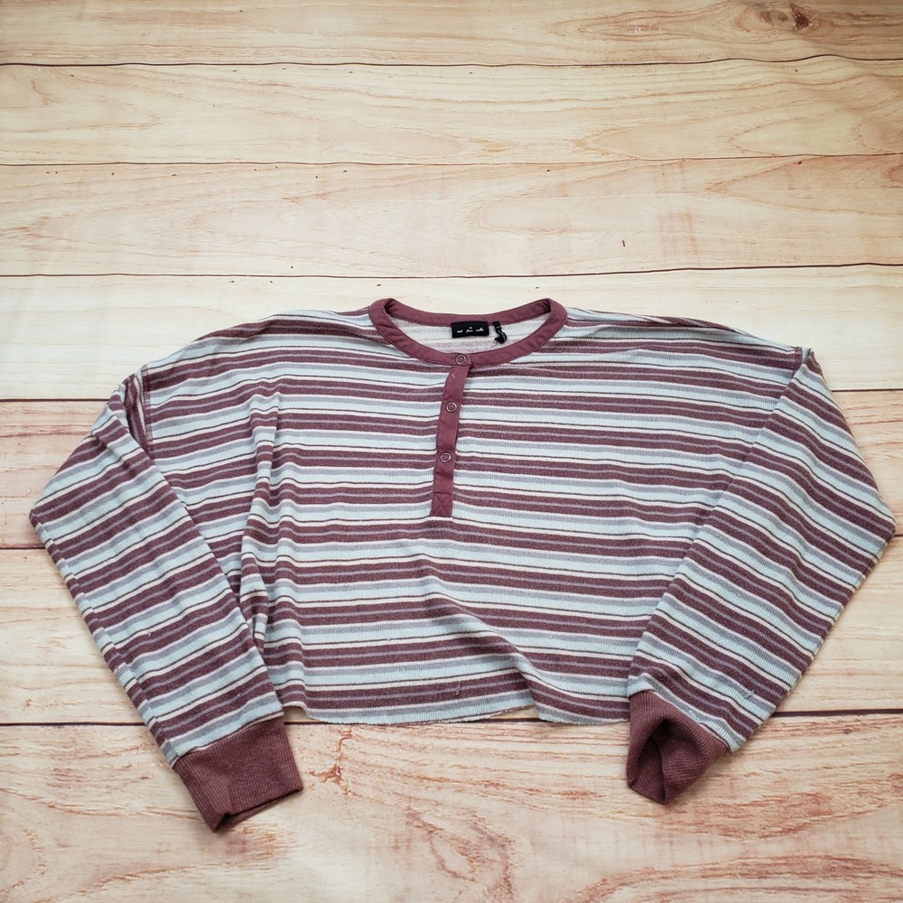 Out From Under Urban Outfitters Crop Top Womens Medium‎ Red Striped Henley
